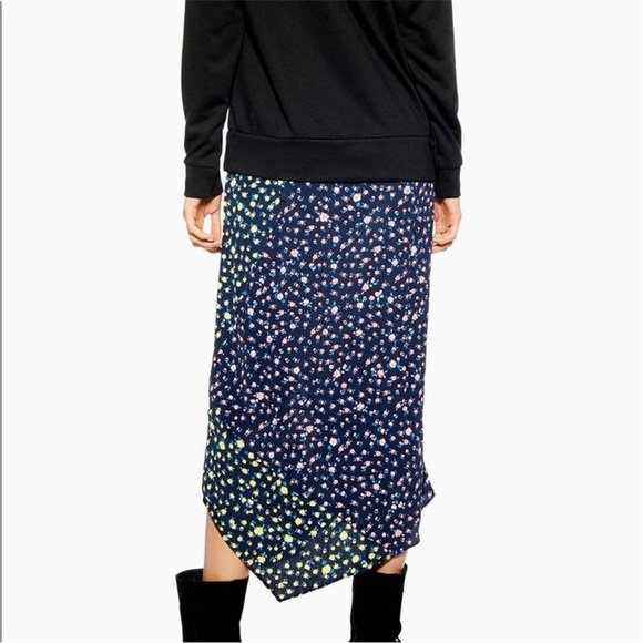 TOPSHOP Hoodie Sweatshirt Hybrid Floral Lace Asymmetrical Hem MIDI Dress Size 4 - Picture 5 of 14